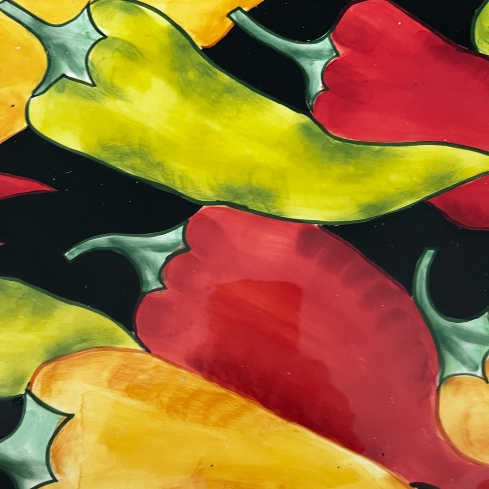 Vibrant Red Hot Chili Peppers Platter Large - Picture 2 of 3